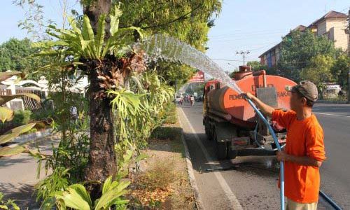 Kemarau,  frekuensi penyiraman jalur hijau bertambah