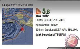 GEMPA BUMI: Gempa 5,8 SR Kagetkan Warga Kepulauan Aru