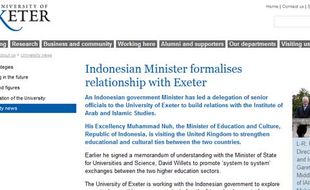 KERJA SAMA PENDIDIKAN: Universitas Exeter Buka Kajian Indonesia