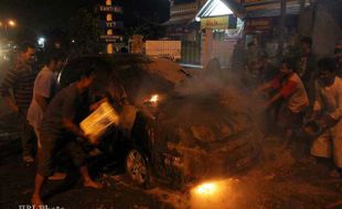 Mobil Suzuki Aerio Terbakar di Jl Solo-Jogja, Jogonalan, Klaten