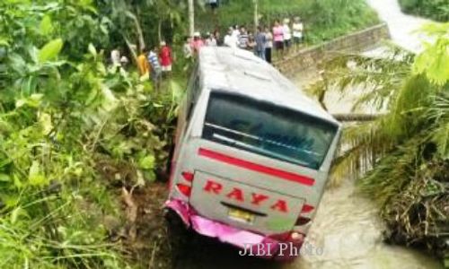 KECELAKAAN WONOGIRI : Sebelum Nyungsep ke Sungai, Bus Raya Ini Sempat Robohkan Pohon Kelapa