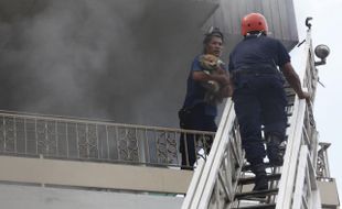 FOTO KEBAKARAN SOLO : Menyelamatkan Dua Ekor Anjing