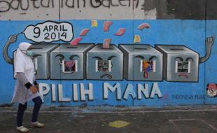 FOTO PEMILU 2014 : Mural Ajakan Ikut Coblosan