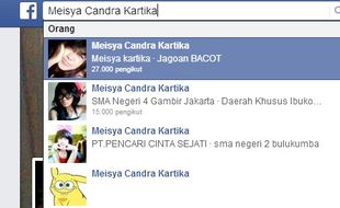 FACEBOOK MEISYA CANDRA KARTIKA : Waduh, Akun Kontroversial Meisya Juga Serang JKT48 dan Fatin X-Factor