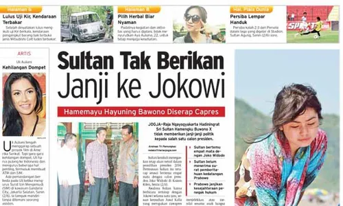 HARIAN JOGJA HARI INI : Sultan Tak Berikan Janji ke Jokowi