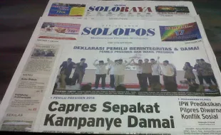 SOLOPOS HARI INI : Capres Sepakat Kampanye Damai, SBY Minta Menteri Mundur hinga Preview Persis vs Persitema