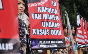 FOTO SOLIDARITAS KASUS UDIN : AJI Solo Menolak Kedaluwarsa Kasus Pembunuhan Udin