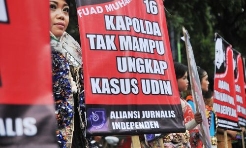 FOTO SOLIDARITAS KASUS UDIN : AJI Solo Menolak Kedaluwarsa Kasus Pembunuhan Udin