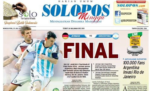 SOLOPOS HARI INI : Analisis & Prediksi Jerman Vs Argentina hingga Kejanggalan Penghitungan Suara