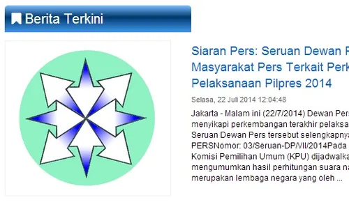 HASIL PILPRES 2014 : Dewan Pers Serukan Hindari Pemberitaan Provokatif