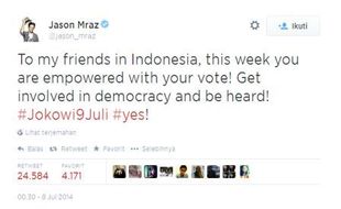 PILPRES 2014 : Ketika Jason Mraz, Sting, dan Metal Hammer Beri Dukungan, Ini Pilihan Mereka