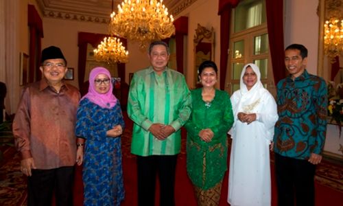 FOTO LEBARAN PRESIDEN : SBY Berlebaran dengan Jokowi-JK