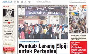 SOLOPOS HARI INI : Soloraya Hari Ini: Pemkab Larang Elpiji untuk Pertanian, Sidang Kasus GLA hingga UNS Job Fair