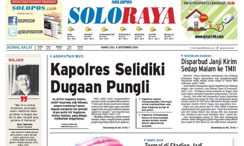 SOLOPOS HARI INI : Soloraya Hari Ini: 20 Pelajar Solor Terjaring Razia, Dugaan Pungli Polisi hingga WMPC 2014