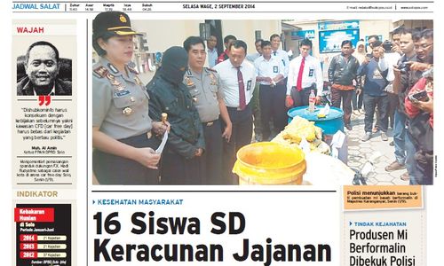 SOLOPOS HARI INI : Soloraya Hari Ini: 16 Siswa SD Delanggu Keracunan, Produsen Mi Berformalin Dibekuk Polisi hingga Pungli Proyek Perumahan Sukoharjo