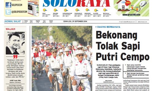 SOLOPOS HARI INI : Soloraya Hari Ini: Tiga Rute Baru Ramaikan Solo, Bekonang Tolak Sapi Putri Cempo hingga HUT TNI Ke-69