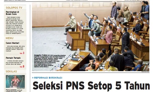 SOLOPOS HARI INI : Jokowi Setop Seleksi PNS 5 Tahun, Tessy Ditangkap Polisi hingga Persis Tanding Ulang