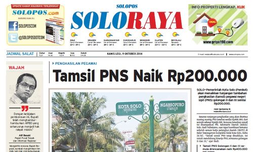 SOLOPOS HARI INI : Soloraya Hari Ini: Tamsil PNS Solo Naik, Ancaman Banjir di Klaten hingga Sragen Dilarang Ikut Investment Award