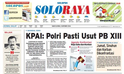 SOLOPOS HARI INI : Soloraya Hari Ini : Jumat PB XIII Diperiksa Polisi hingga  Rencana Pengadaan Tablet untuk Anggota DPRD Solo