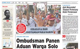 SOLOPOS HARI INI : Soloraya Hari Ini: Ombudsman Panen Aduan CPNS 2014 hingga Penyegelan Grojogan Sewu