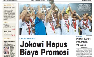 SOLOPOS HARI INI : Persib Juara ISL, Jokowi Hapus Biaya Promosi hingga Sragen Coret Anggaran Rapat di Hotel