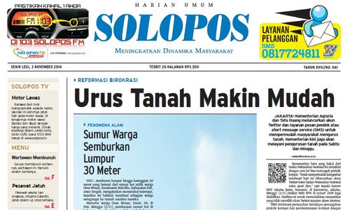 SOLOPOS HARI INI : Urus Tanah Makin Mudah, Sumur Warga Pati Semburkan Lumpur hingga Peluncuran Kartu Sakti