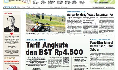 SOLOPOS HARI INI : Soloraya Hari Ini: Warga Gondang Tewas Tersambar KA hingga Tarif Angkuta dan BST Solo Rp4.500