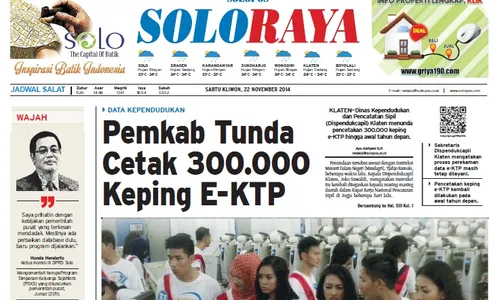 SOLOPOS HARI INI : Soloraya Hari Ini: Pemkab Tunda Cetak 300.000 Keping E-KTP hingga Inovasi Mobil Irit BBM