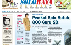 SOLOPOS HARI INI : Soloraya Hari Ini: Pemkot Solo Butuh 800 Guru SD hingga Kasus Kantor BPSK