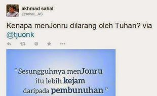 TWITWAR JONRU VS SAHAL : Ini Postingan yang Bikin Jonru Lapor Polisi