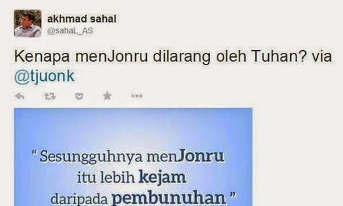 TWITWAR JONRU VS SAHAL : Ini Postingan yang Bikin Jonru Lapor Polisi