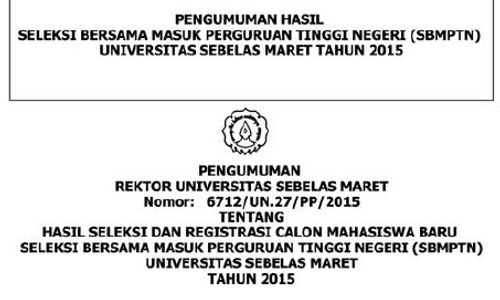 PENGUMUMAN SBMPTN 2015 : Inilah Daftar Peserta Lulus SBMPTN Fakultas Sastra & Seni Rupa UNS