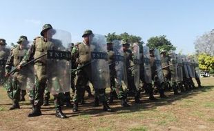 PILKADA KLATEN 2015 : 1 Kompi Pasukan Pengendali Huru-Hara Kodim Disiagakan