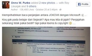 KERJASAMA TEKNOLOGI : Microsoft Tanggapi Protes Onno W. Purbo