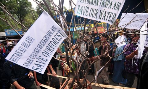 FOTO AKSI PENYELAMATAN HUTAN : Aktivis Gelar Aksi Selamatkan Hutan