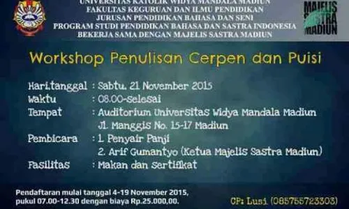 KAMPUS MADIUN : Unika Wima Madiun Workshop Tulis Cerpen dan Puisi