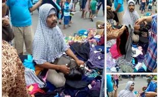 KISAH UNIK : Seller Profesional! Bapak-Bapak Berkumis Pakai Jilbab Buat Pamer Barang Dagangan