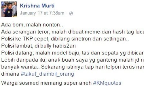 BOM SARINAH THAMRIN : Curhat Kombes Khrisna: Istri Polisi Ganteng Tanya Terus Suaminya Dimana