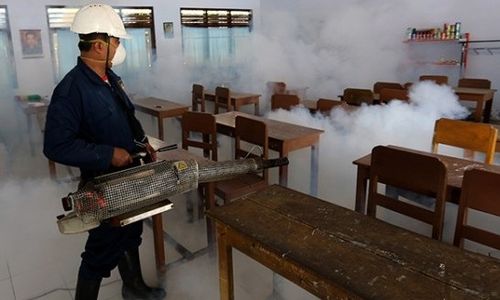 FOTO DEMAM BERDARAH BLITAR : Cegah DBD, Sekolah di Blitar Diasapi