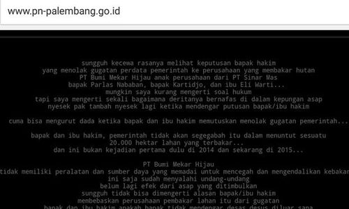 SERANGAN HACKER : Korban Kabut Asap Retas Website PN Palembang