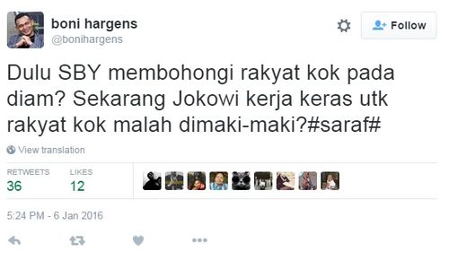 FENOMENA HATERS : Boni Hargens: 1 Tahun Jokowi, Sama dengan 10 Tahun SBY