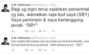 TWITTER SBY : Merasa Disalahkan Pemerintahan Jokowi, SBY Curhat di Twitter