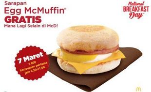 National Breakfast Day, Besok McDonald’s Bagi-Bagi Egg Muffin Gratis!