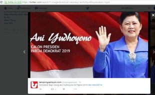 PILPRES 2019 : Demokrat Bantah Sebar Gambar Ani Yudhoyono Capres, Lalu Siapa Pelakunya?