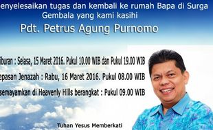 KABAR DUKA : Tak Bangkit Lagi, Pendeta Petrus Agung Purnomo Dinyatakan Mati