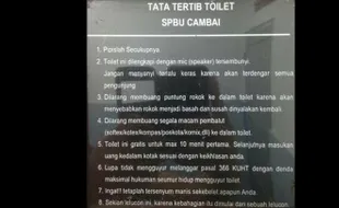 MEME LUCU : Aturan Nyeleneh Toilet SPBU: "Pipislah Secukupnya" hingga Mic Tersembunyi