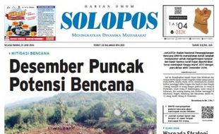 SOLOPOS HARI INI : Desember Puncak Potensi Bencana hingga Dua Remaja Putri Tersambar KA