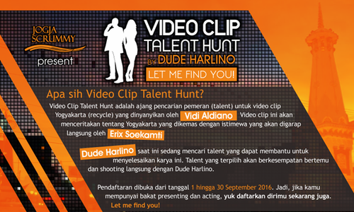 Dude Herlino Ajak Warga Jogja Bergabung dalam Video Clip Talent Hunt