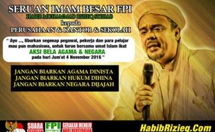 FPI Demo Ahok, Habib Rizieq Serukan Sekolah Diliburkan