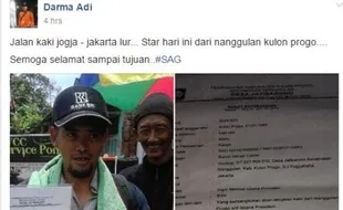 KISAH UNIK : Demi Istana Presiden, Pria Ini Jalan Kaki dari Jogja ke Jakarta